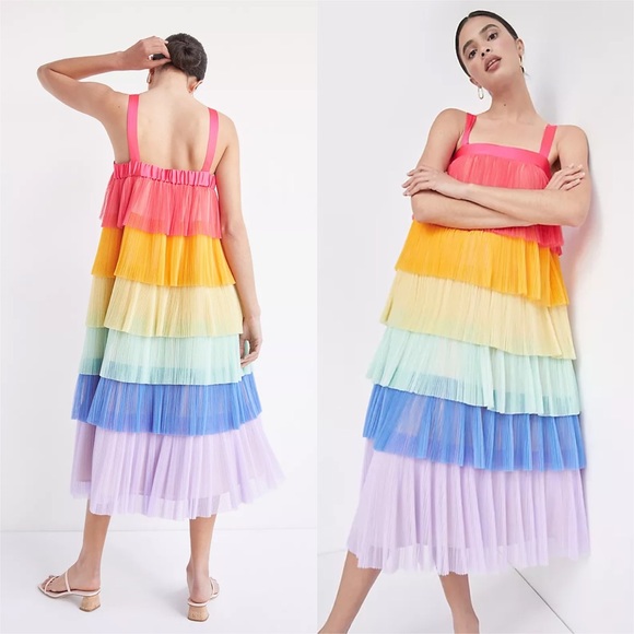 Anthropologie Hutch Rainbow Tiered Tulle Dress - Picture 2 of 7